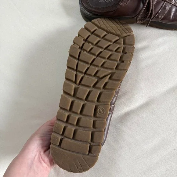 90s brown genuine leather chunky lace up shoes size 10 - Picture 3 of 5